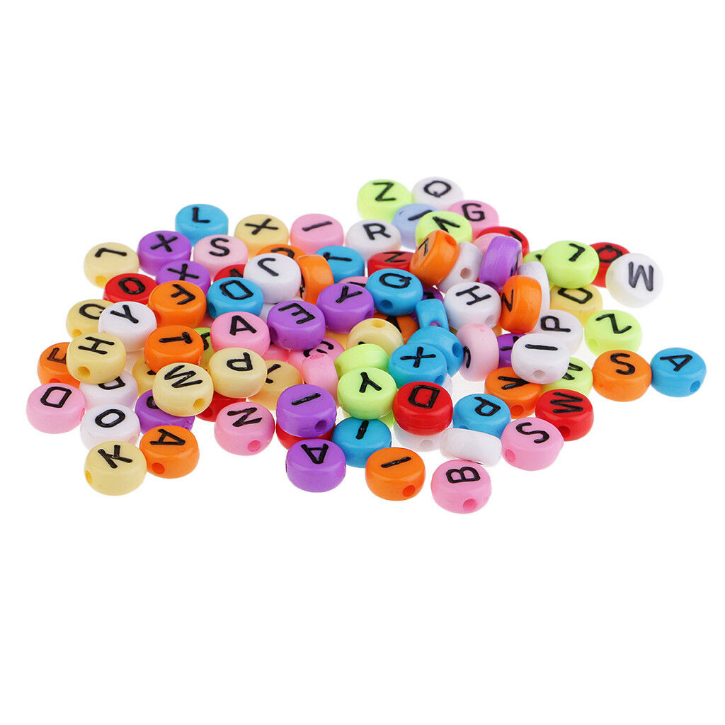 100x Kids Alphabet Letter Beads Bracelet Making Spacer Beads 8mm Multicolor