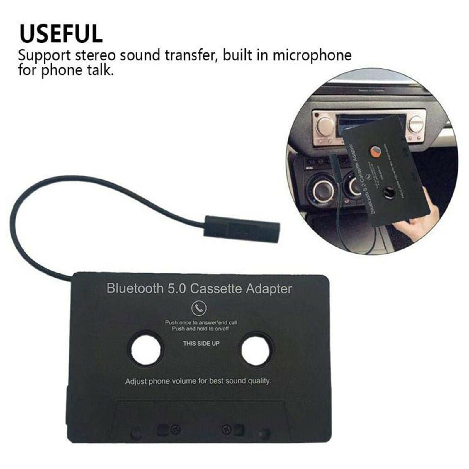Universal Bluetooth Cassette to Aux Adapter for Car, Portable Stereo,
