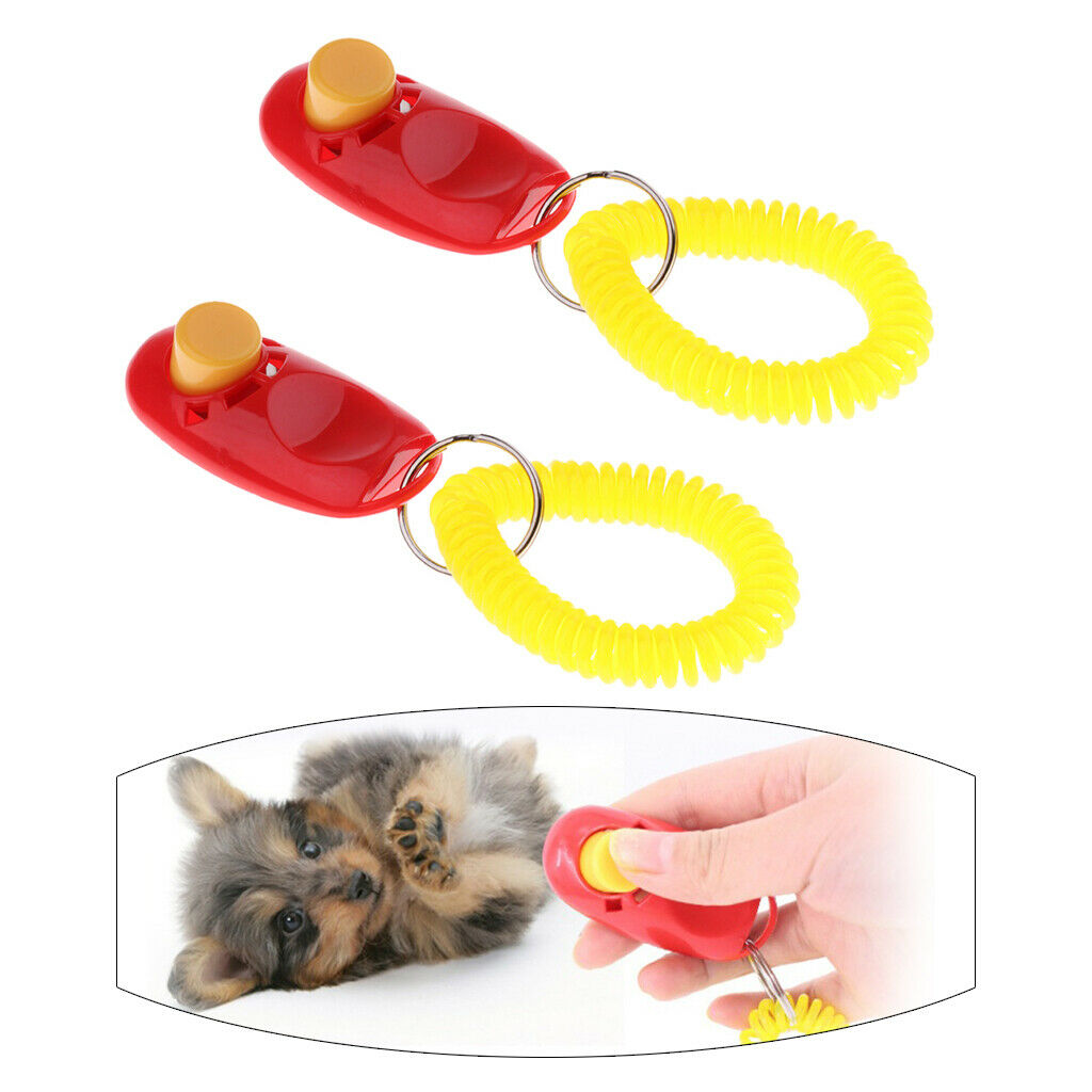 2 Pieces Easy Whistle Dog Puppy Pet Training Obedience Agility Keychain Red