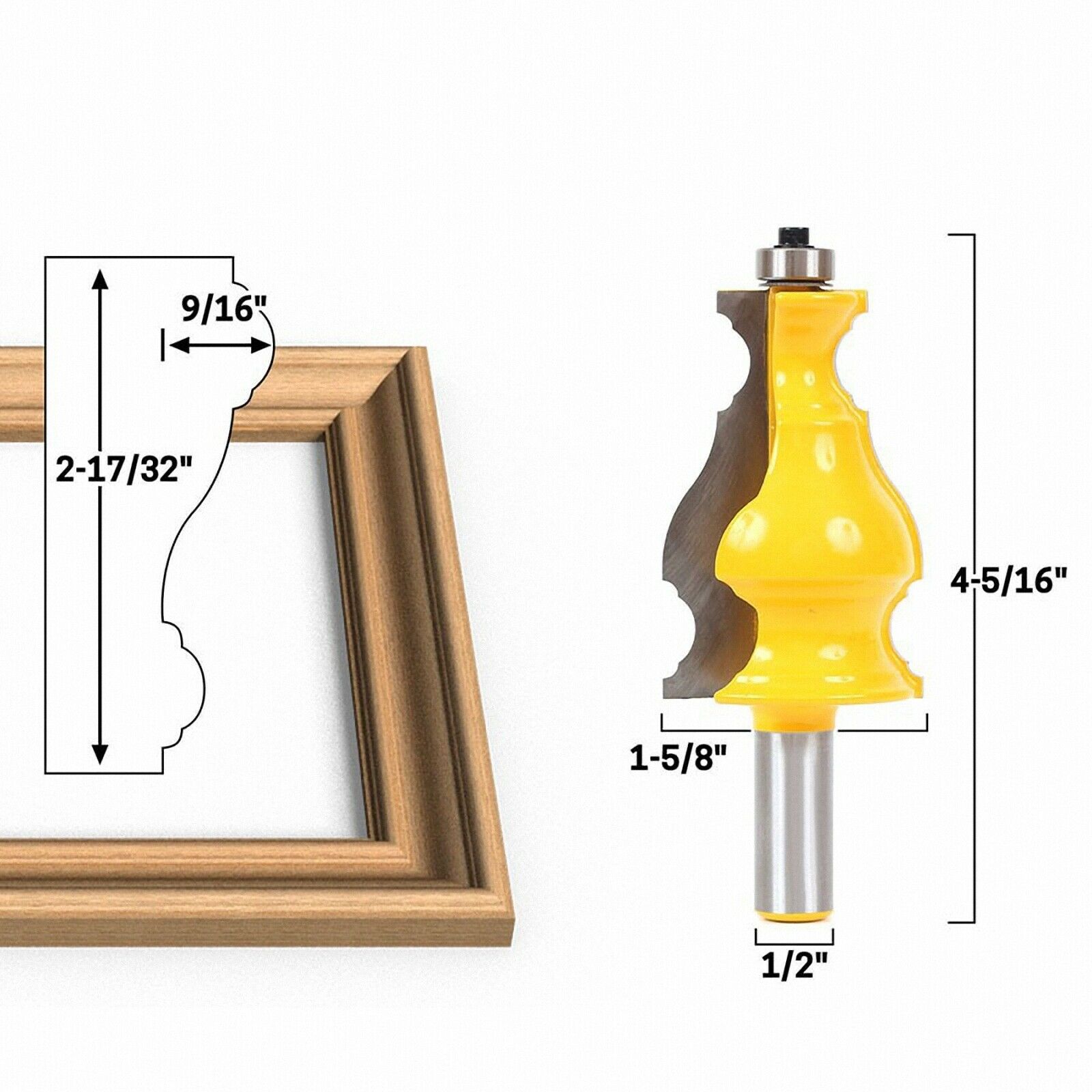 Large Elegant Picture Frame Molding Router Bit - 1/2" Shank [M_M_S]
