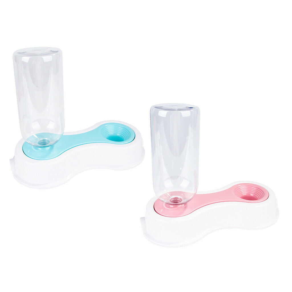 2x Travel Cat Dog Water Drinking Dispenser Feeding Dishes 500ml Pink+Blue
