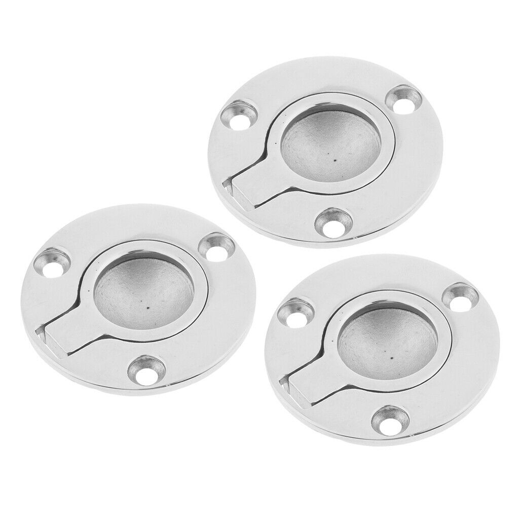 3Pcs Boat 316 Stainless Steel Flush Lift Ring / Hatch Pull Handle 50mm 2"