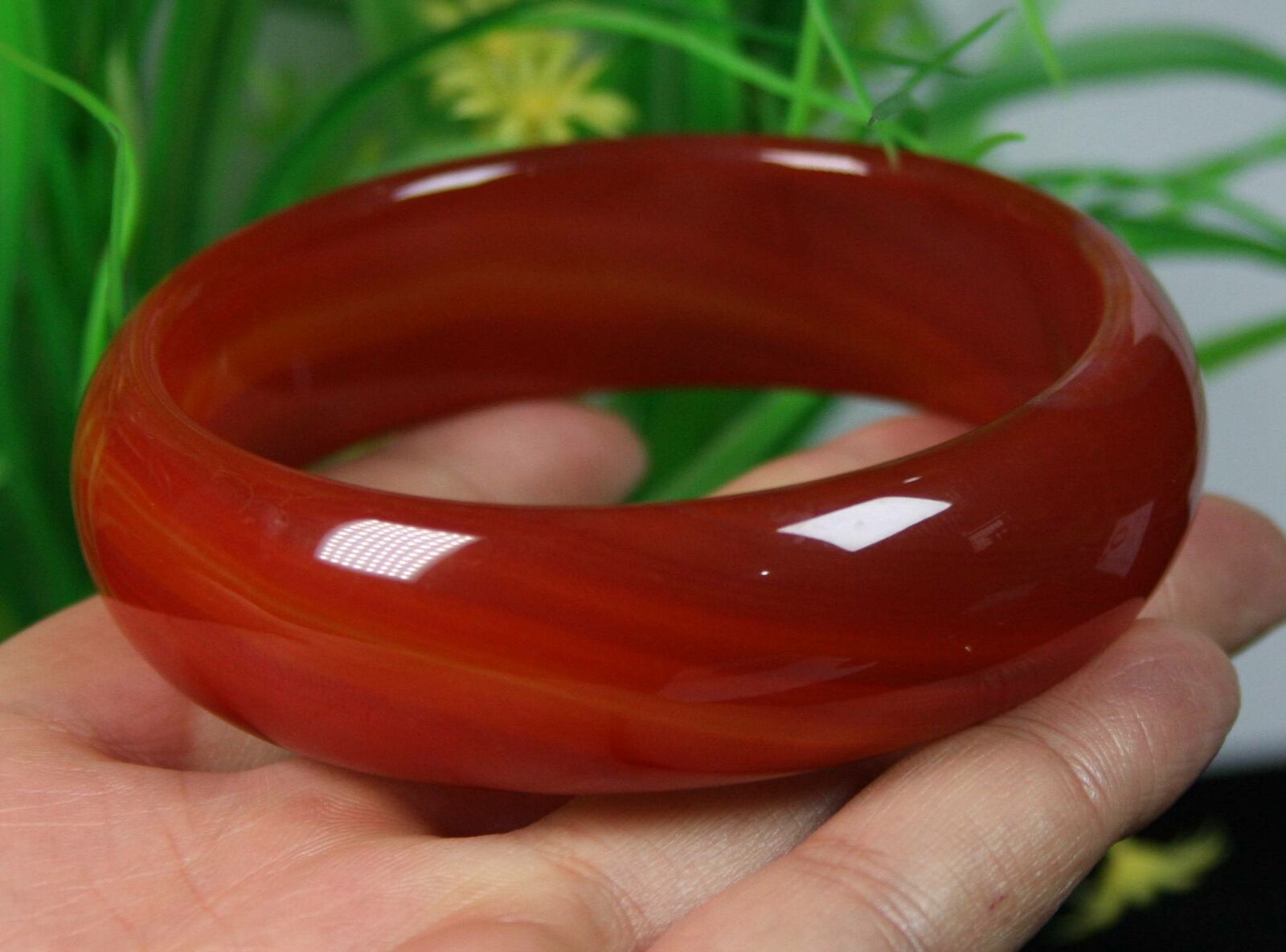 Select 56-62 mm Certified Natural Agate Chalcedony Jade Bangle red Bracelet AA++