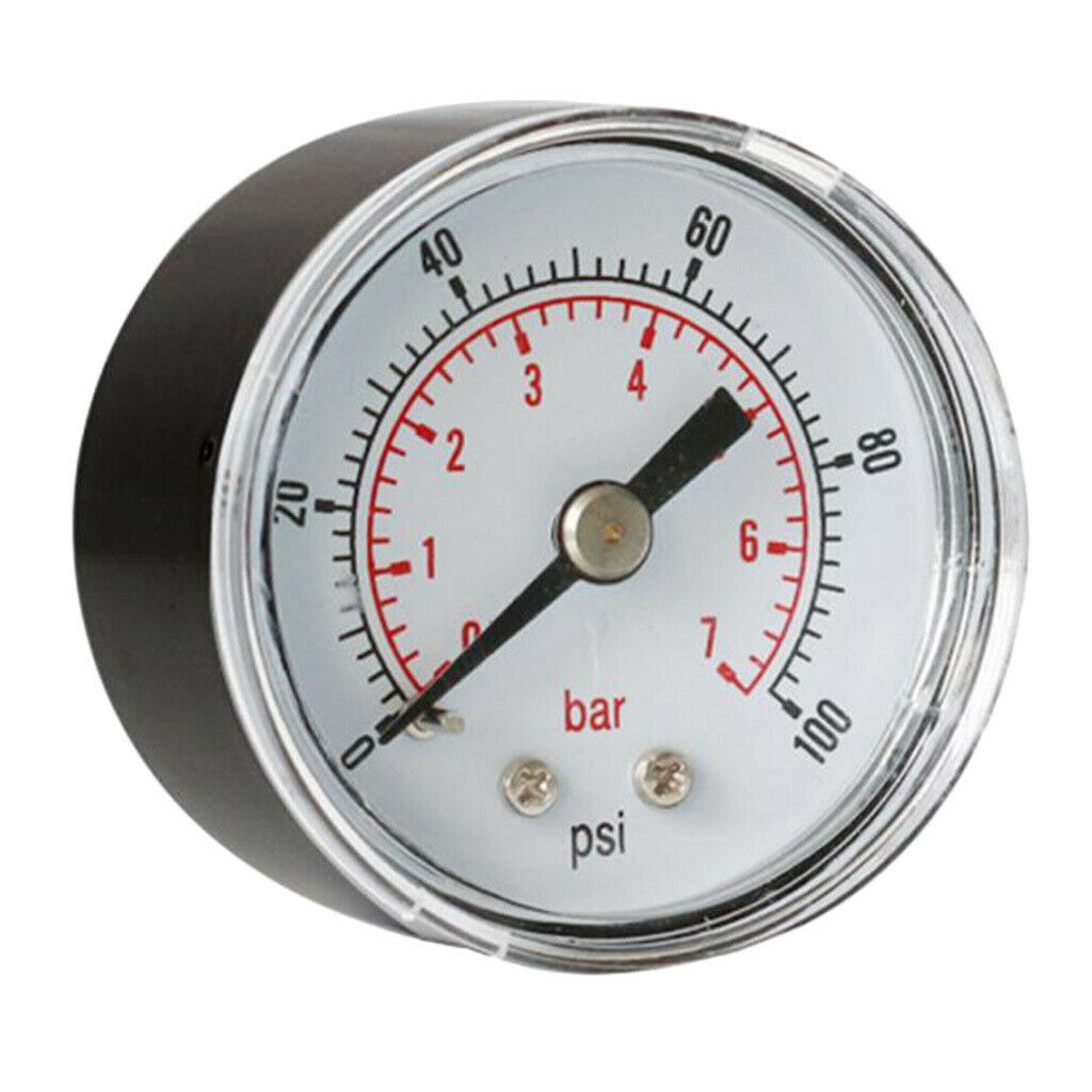TS-Y40Z8 40mm Air Pressure Gauge 0-100 PSI 0-7bar Horizontal Back Rear
