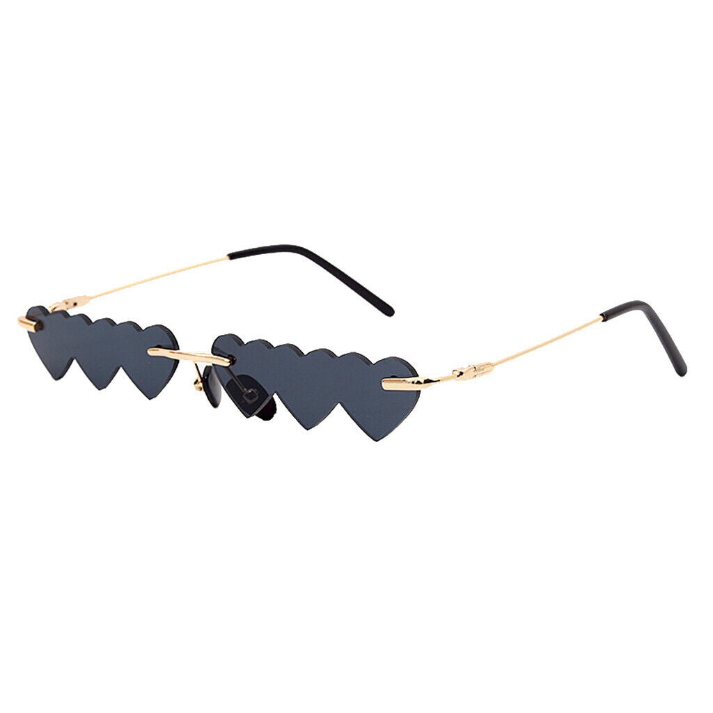 2pcs Rimless Love Heart Sunglasses Luxury Designer Outdoor Sun Glasses