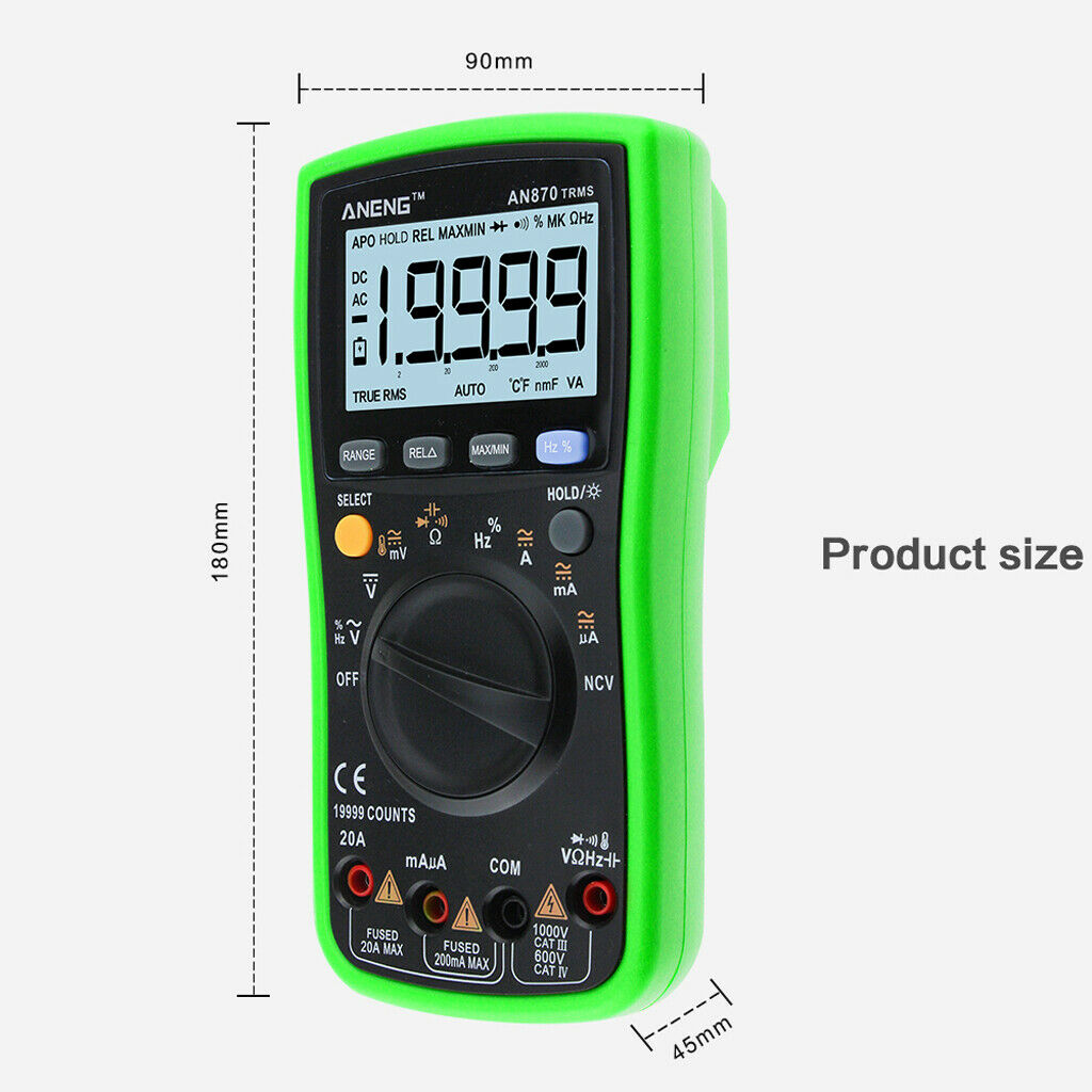 19999 Counts ohmmeter digital multimeter voltmeter for low battery voltage