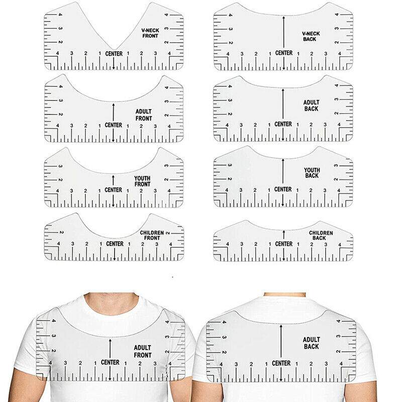 8 Pcs T-shirt Ruler Guide V Neck Alignment Tool To Center Designs MeasuremenFCA