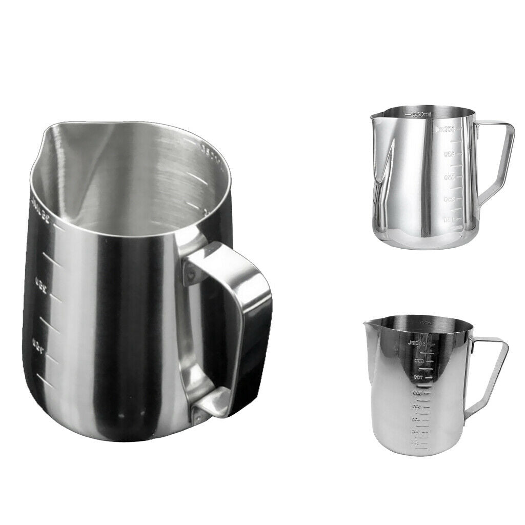 2Pcs 350ML Milk Frothing Jug Frother Coffee Latte Container Metal Pitcher