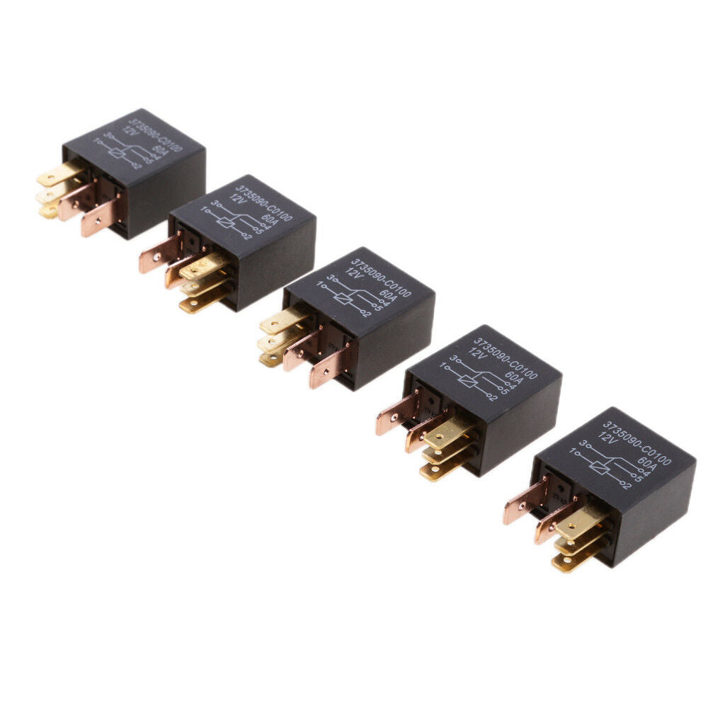 5PCS 5 Pin 12V 60A Car Truck Relays For Aux Control Alarms Horn Headlight