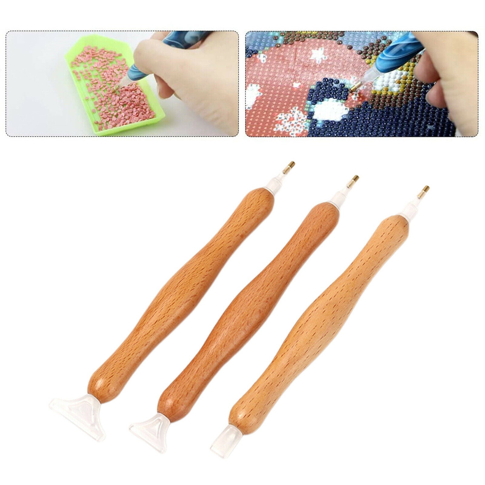 3pcs 5D Diamond Embroidery Painting Pen Rhinestone Picker Tool Art Craft Pen
