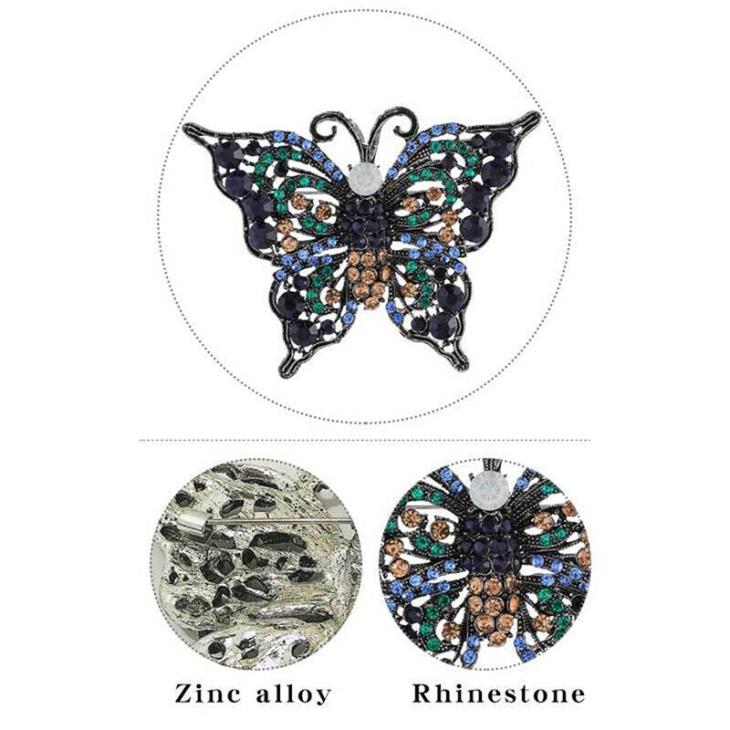 Rhinestones Butterfly Brooch Pins Fashion Costume Jewelry for Women or Gi.l8