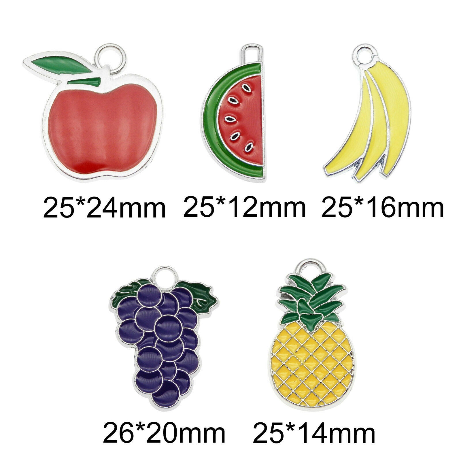 10 pcs Assorted Enamel Fruits Charms Pendant Earring Jewelry Making Drop Dangles