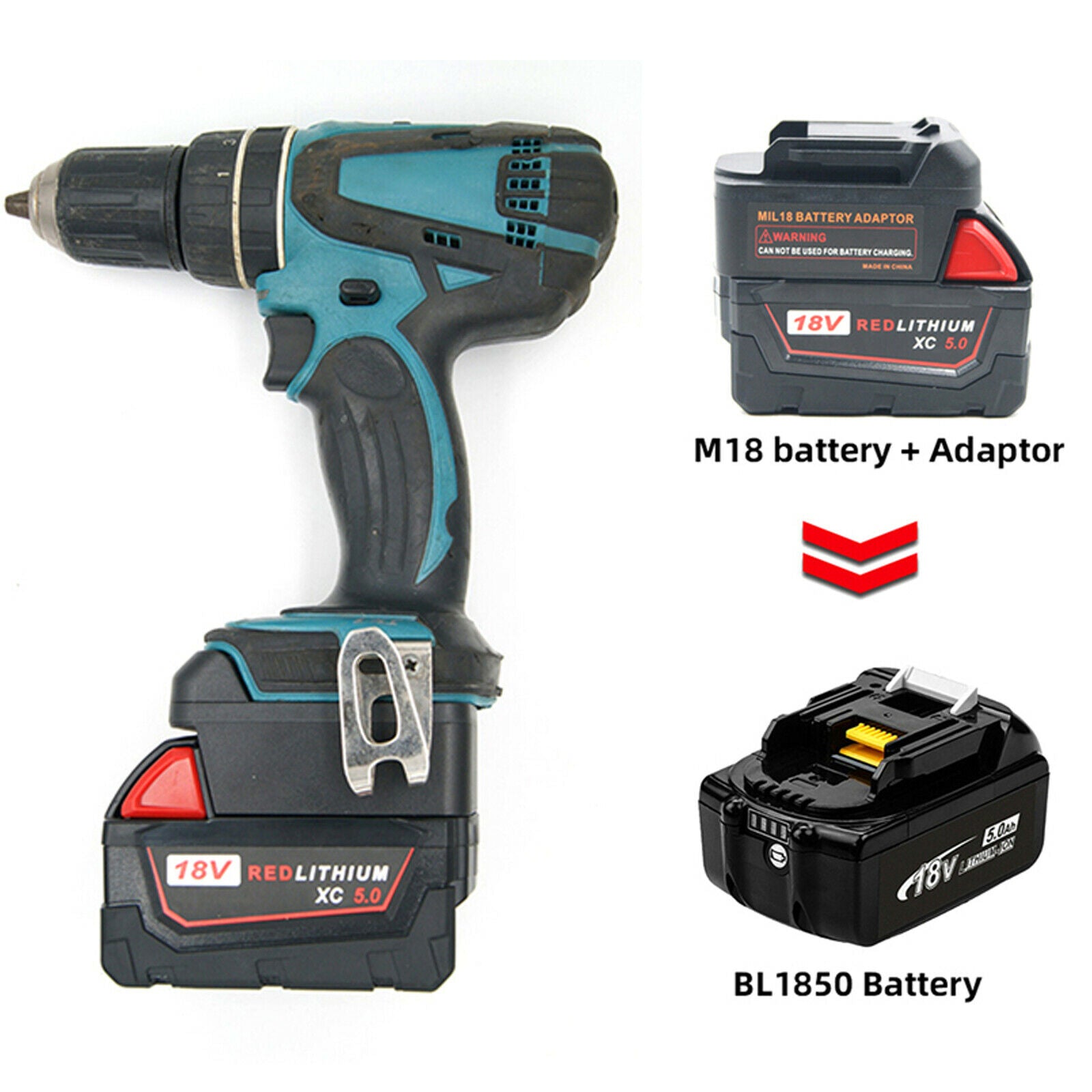 For Milwaukee 18V M18 Li-ion Battery to MAKITA 18V BL Li-ion Battery Adapter
