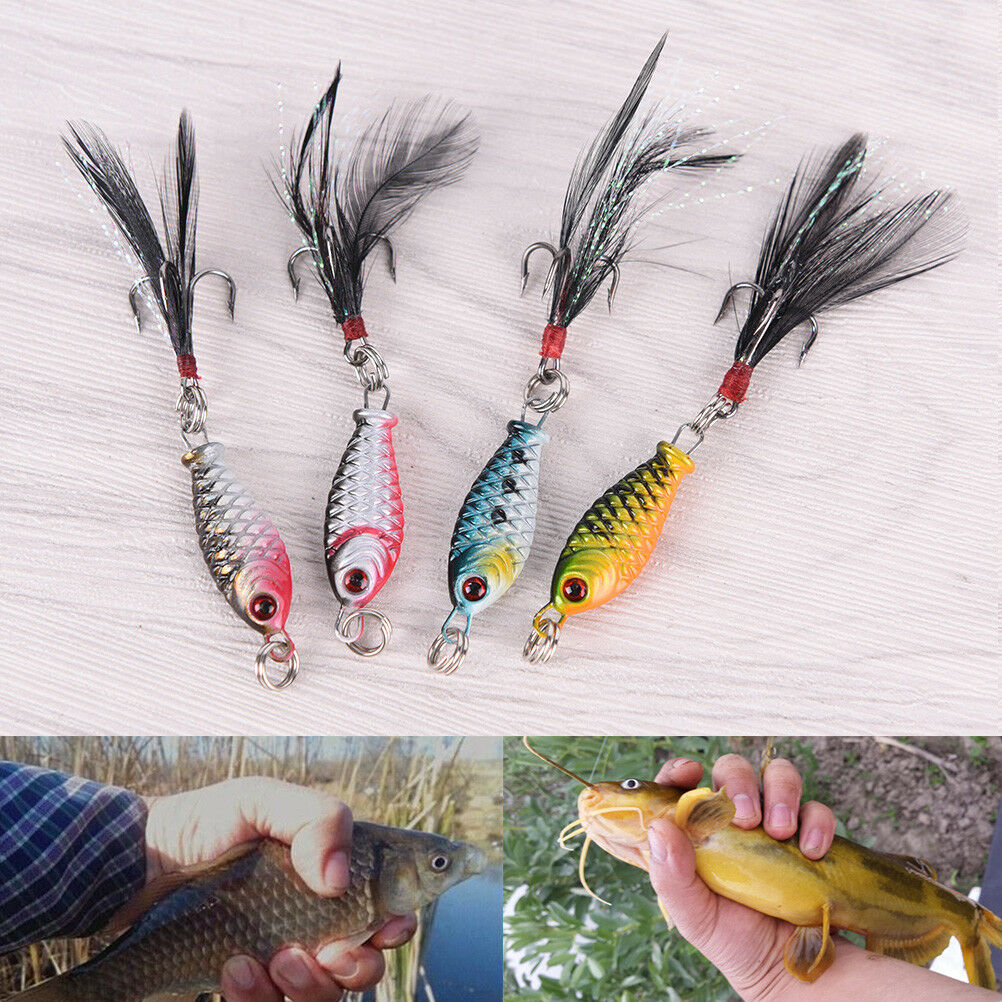 4X Lot Hard Metal Fishing Lures Cranks Bait Small Minnows Lure Bass Tackl.l8