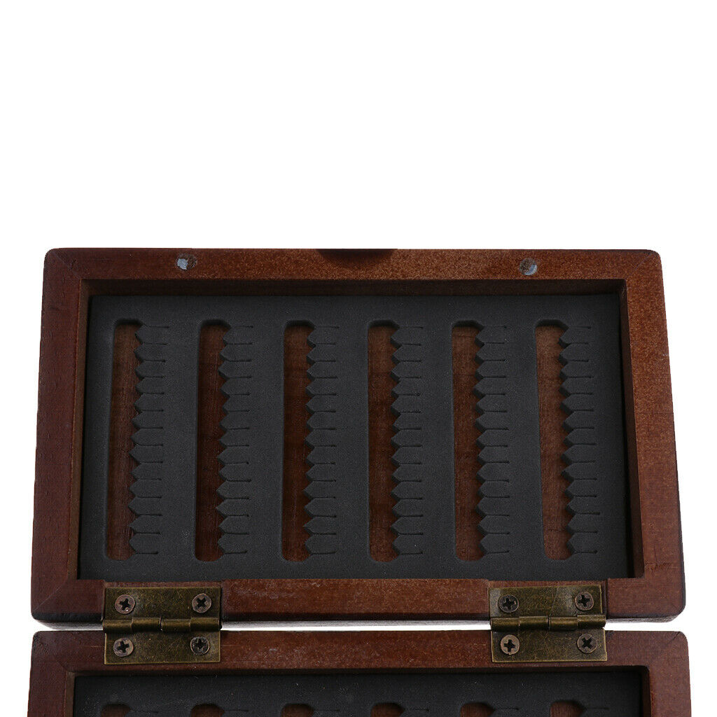 Fly Fishing Box Dry Fly Box Wooden Fishing Flies Lure Case Slit Foam Insert