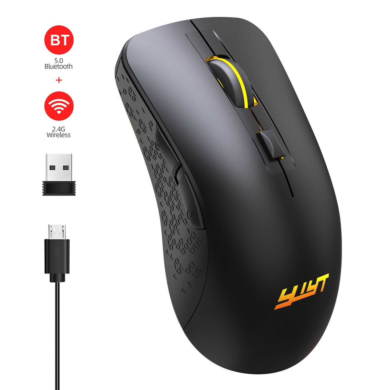 Bluetooth Mouse Cordless with USB Receiver for Laptop 6 Button Portable