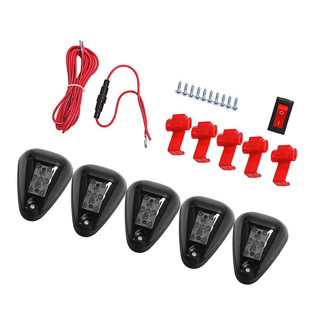 5PCS Yellow LED Roof Top Truck SUV Cab Marker Running Clearance Lights Set