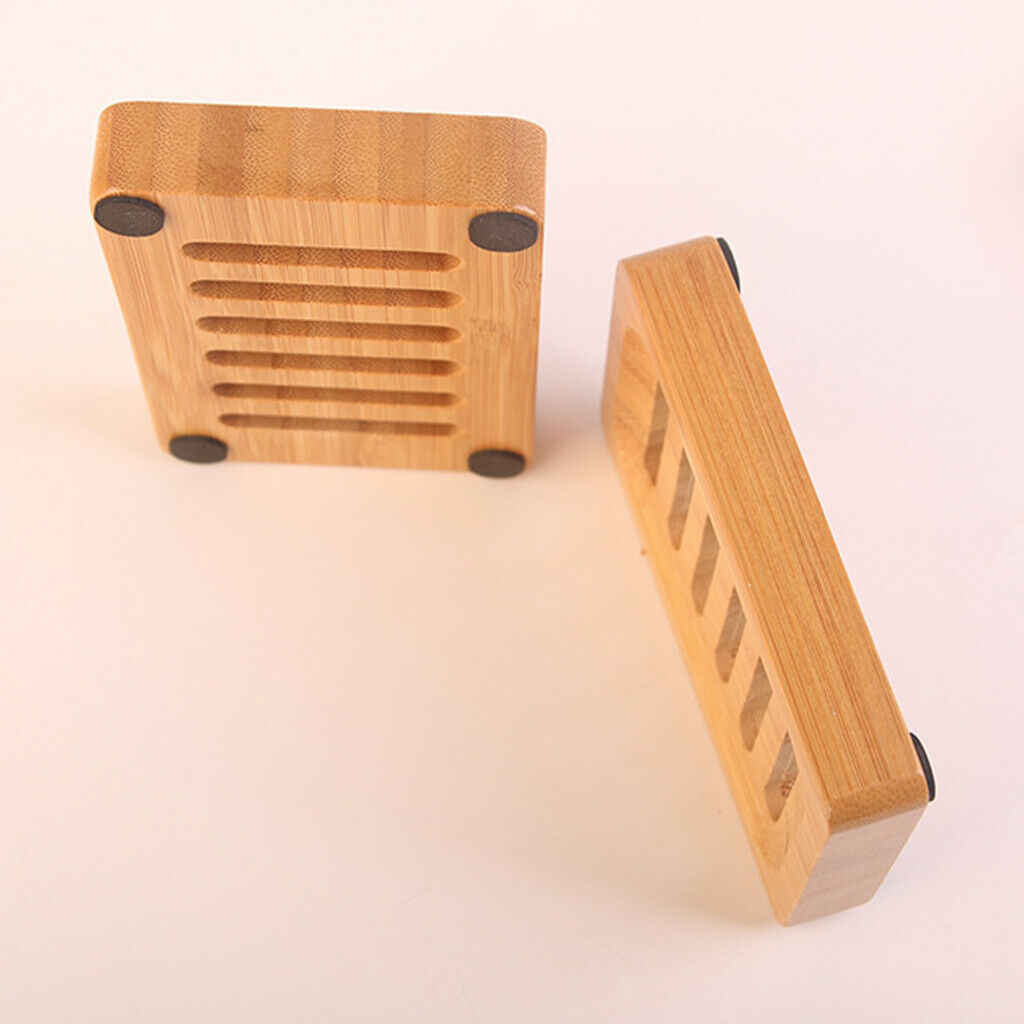 Bamboo Soap Dish Natural Color Container Tray for Shower Countertop Outdoor