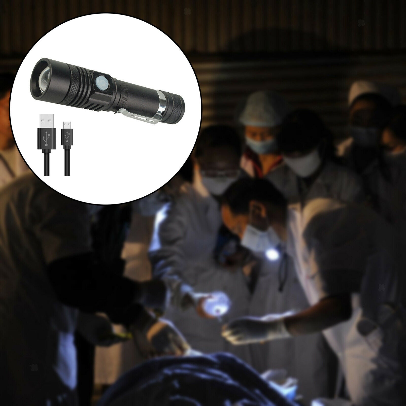 Mini Zoom LED Flashlight Rechargeable Super Bright Resistant Torch Light