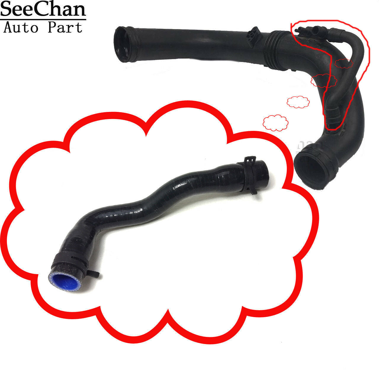 Fit 10-16 Mercedes W204 W212 Turbochagrer Intake Pipe repair mini hose upgraded