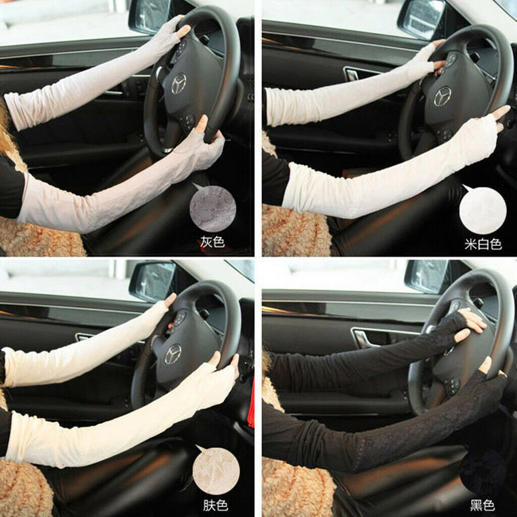 Nude Long lace UV Protection Sun Bridal Golf Driving Gloves Arm Sleeves