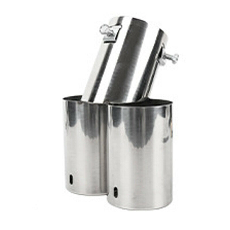 1X Car Double-Barrel Exhaust Pipe Trim Tip Tail Muffler Stainless Steel Clamp-on