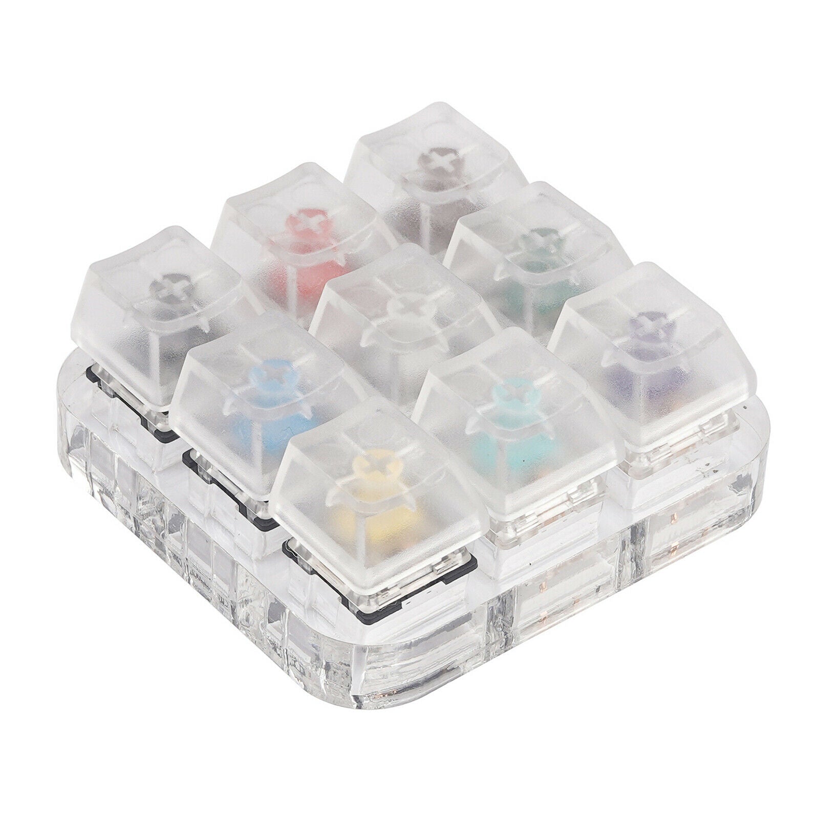 1pcs 9 Keys Switches Shaft Switch Tester with Clear Keycaps Kit Acrylic Frame