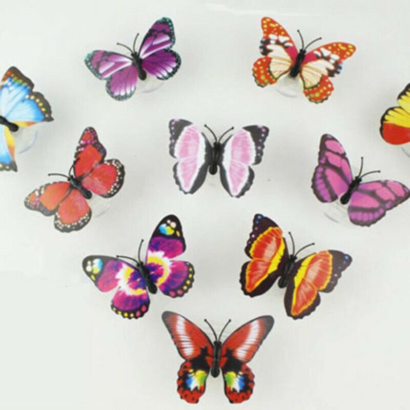 7 Color Changing Butterfly LED Night Lights Mains Room Desks Wall Home Decors