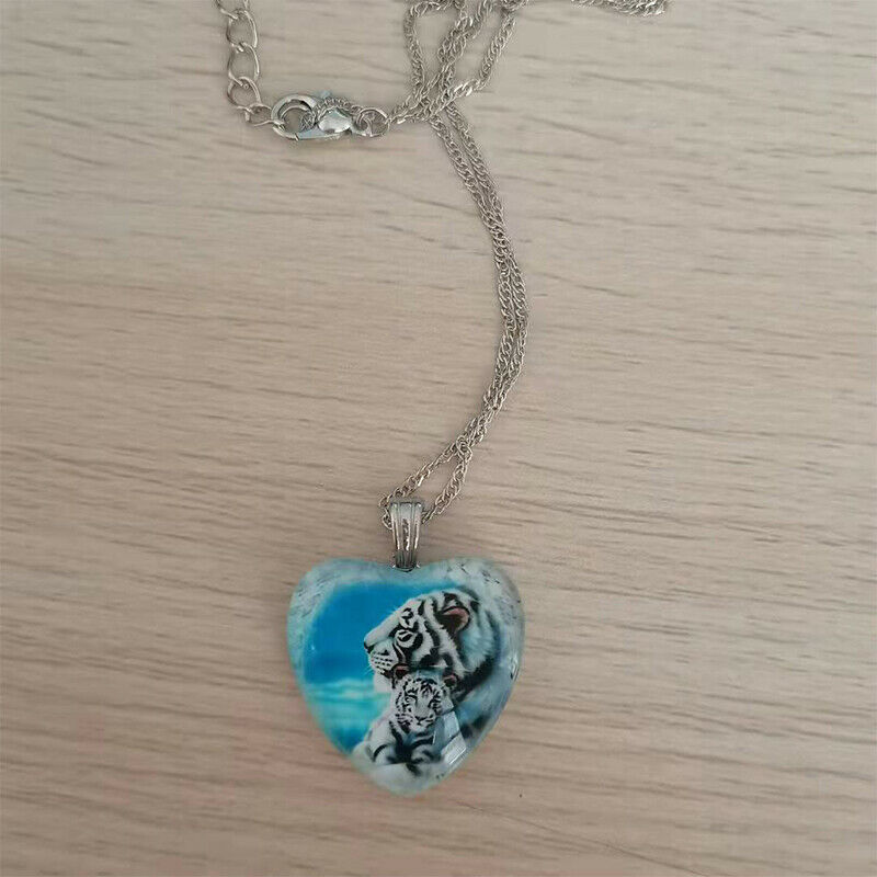 New Luxury Lady Tiger Pendant Necklace Crystal Mother and Son Heart-ShapedBDAU