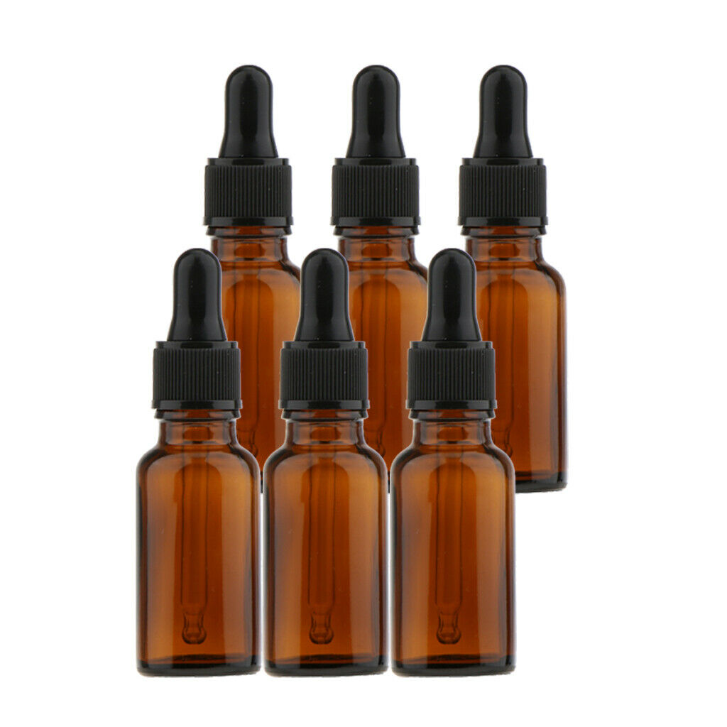 12pcs Mini Amber Glass Essential Oil Dropper Bottles For Aromatherapy Cosmetics