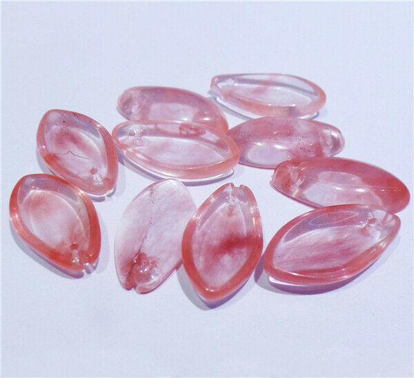 10Pcs 19x10x4mm Red Cherry Quartz Flower Petal Pendant Beads DIY Jewelry HH8400