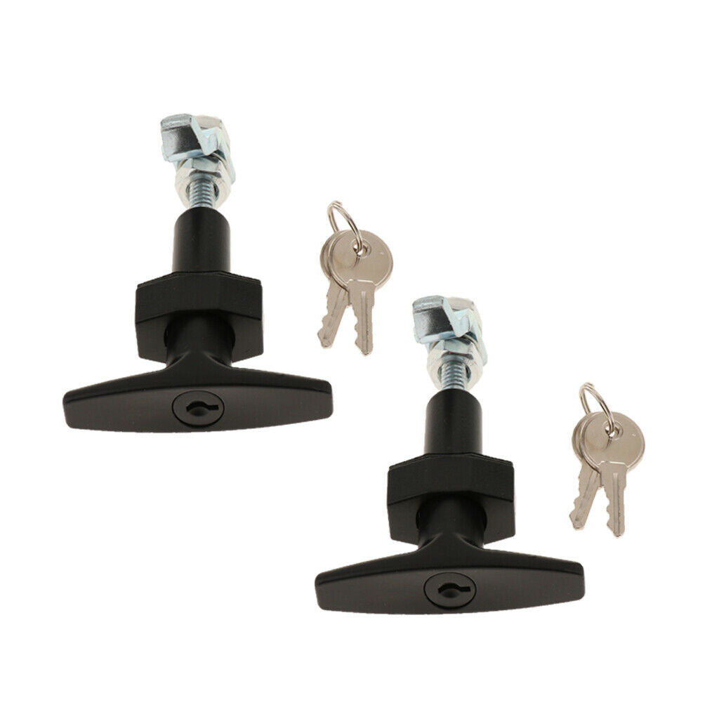 Trailer Caravan Toolbox Cabinet T-Handle Black Garage Door Lock 100x80mm - 2