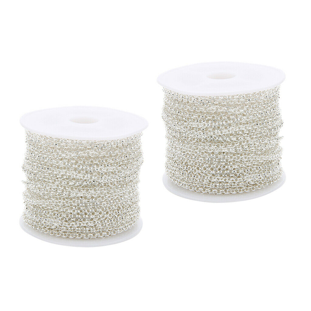 10 Yards/Roll 2mm  White Tone Stainless Steel Bulk Necklace Extender Chain Link
