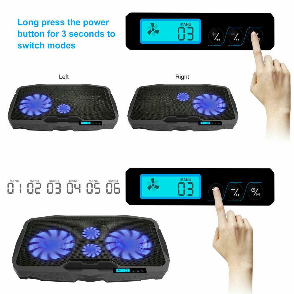 Gaming Laptop Cooler Pad with USB 4 Cooling Fans Adjustable Stand LED Backlight
