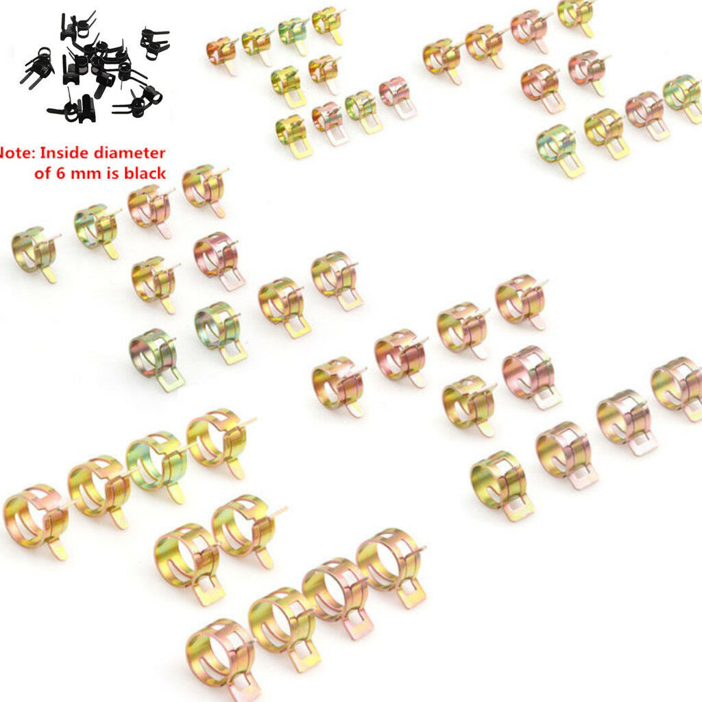 60pcs Spring Clip Fuel Oil Water Hose Pipe Fastener Tube Clamp 6-15mm 6 Sizes