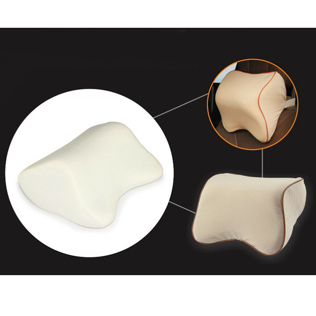 Car Head Neck Rest Cushion Support Pillow Headrest Memory Foam Beige