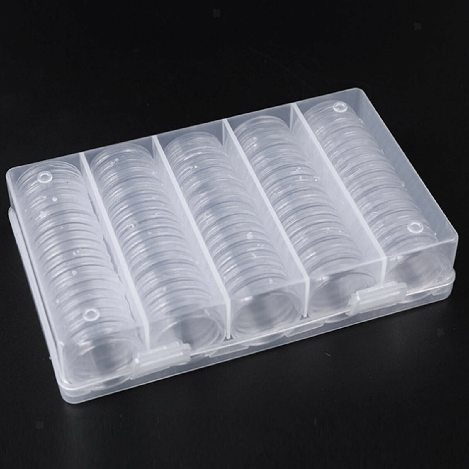 100Pcs 1" Coin Capsules with Storage Organizer Box for Coin Collect Supplies
