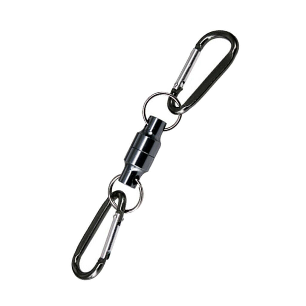 Magnetic Buckle Clip Fly Fishing Net Holder Keeper Carabiner Gray Double