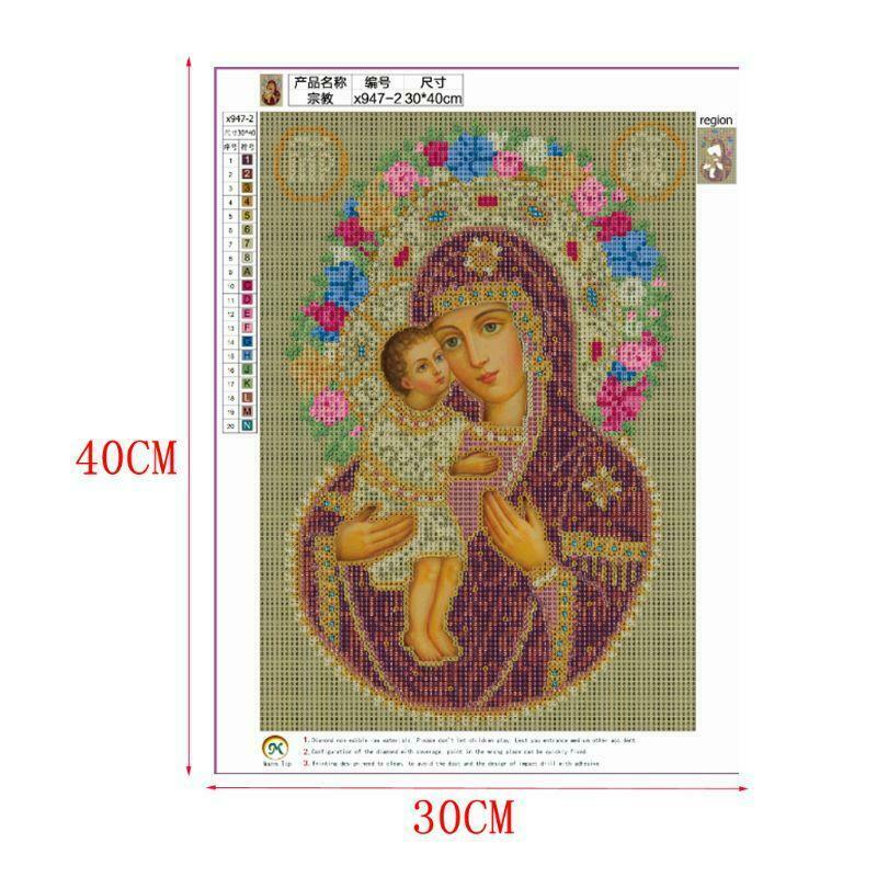 Religious Flower 5D DIY Full Drill Diamond Painting Embroidery Rhinestones Cross
