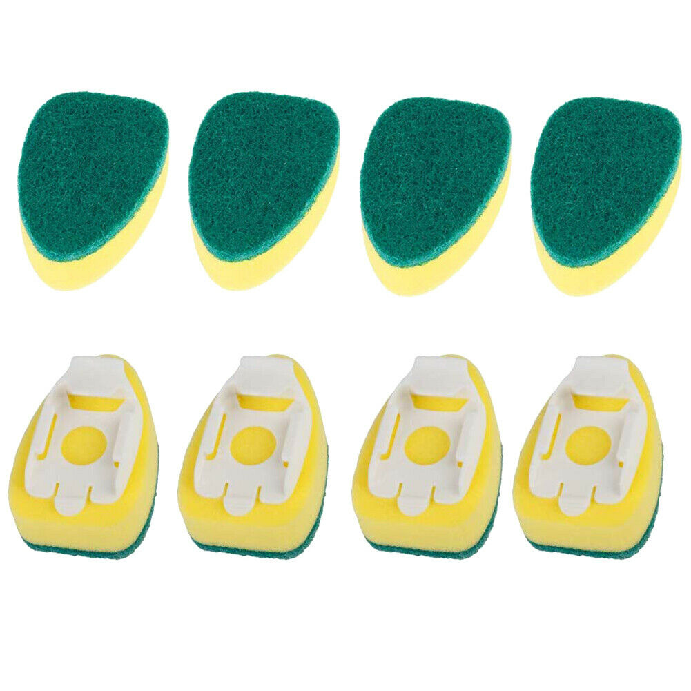 8Pcs Dishwand Refill Head Sponges Dish brush W/Soap Dispenser Strong Stick Force