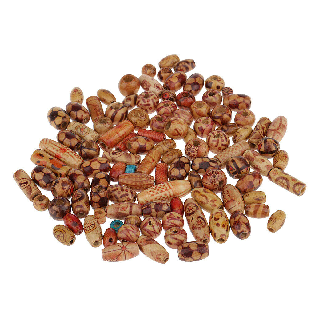 100 Packs Mixed Printed Beads Macroporous Loose Beads Jewelry Accessories