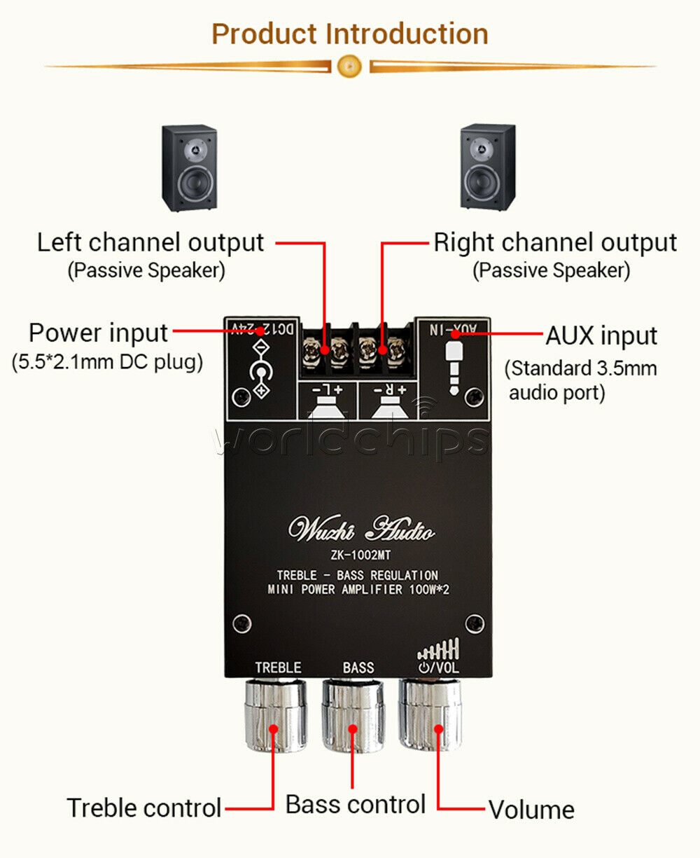 1002MT Mini Bluetooth Digital Amplifier Module Stereo Desktop Audio Amp Board
