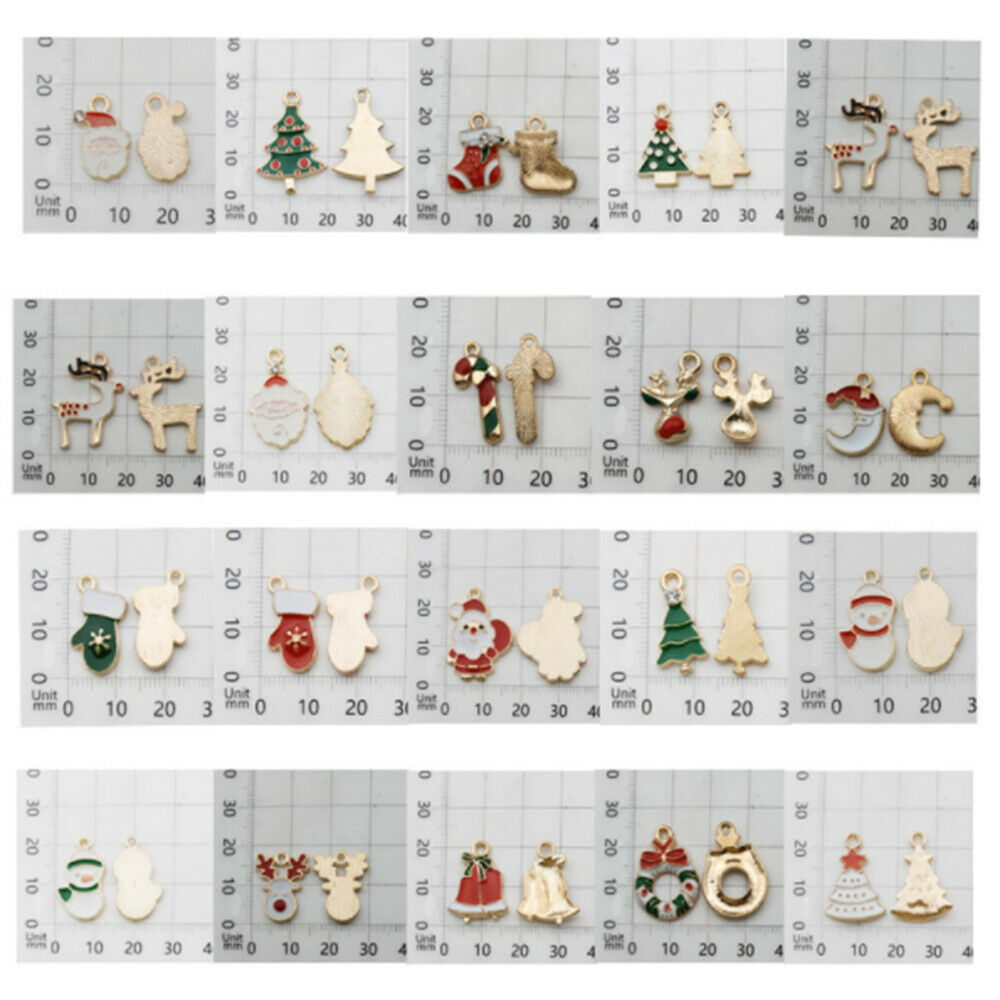30pcs Christmas Pendant Christmas Element Oil Drop Pendant Cute Alloy Ornament