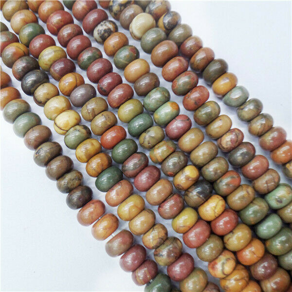 1 Strand 6x4mm Natural Picasso Jasper Abacus Spacer Loose Beads 15.5inch HH8949