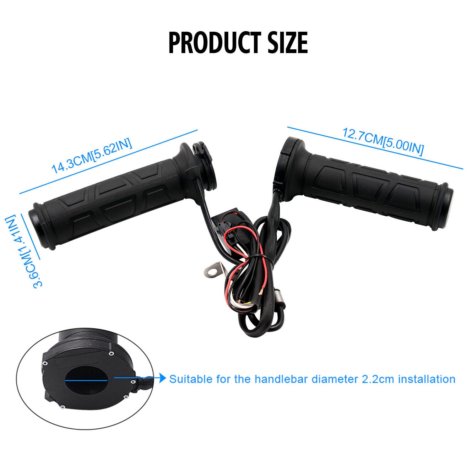 Adjustable Motorcycle Handlebar 22mm Electric Heated Handle Heating Grips Set
