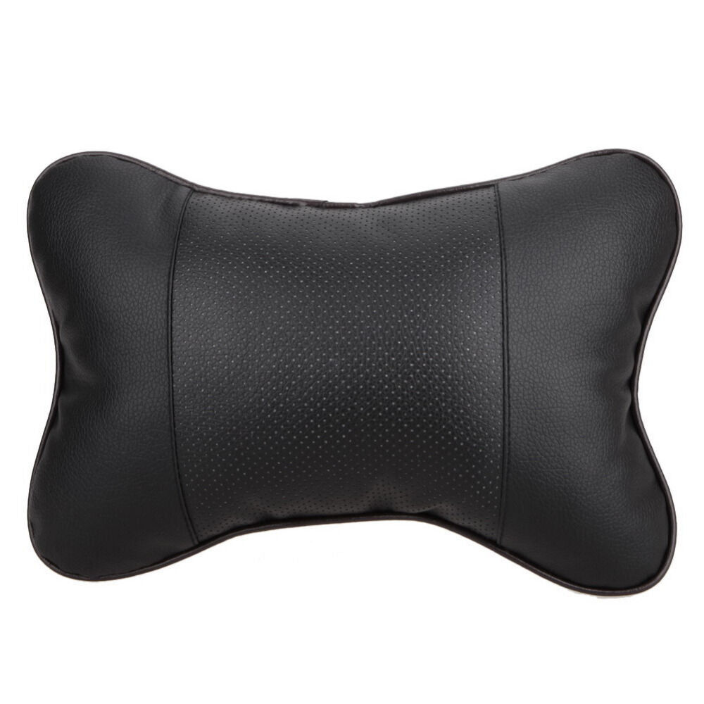 2xBlack PU Leather Car Seat Headrest Head Neck Pillow Support Cushion Breathable