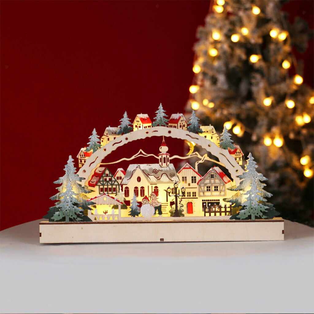 Mini Christmas LED Bridge Light and Music Village Farmhouse Xmas Table Decor