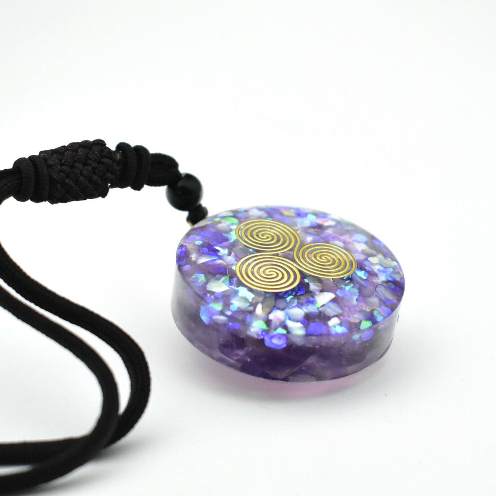 Sri Yantra Necklace Natural Crystal Orgone Pendant Jewelry for Good Luck