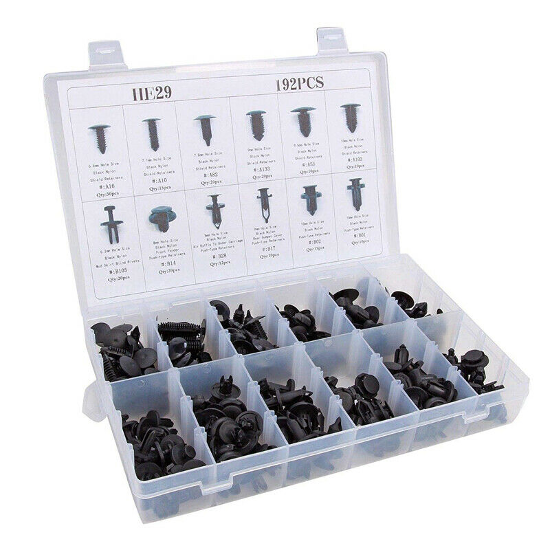 192PCS Car Panel Retainer Push Pin Rivet Trim Clip Bumper Fastener Assorted Kit
