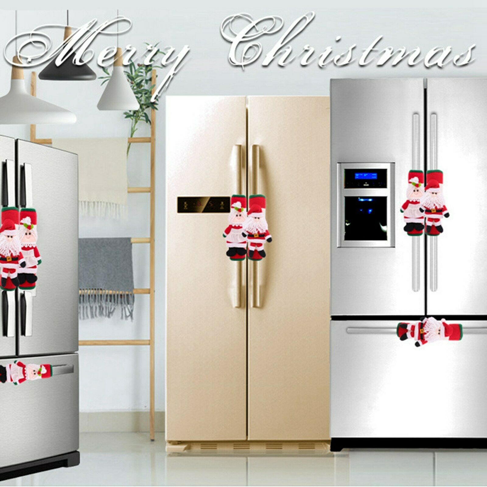 2PC Christmas Handle Covers for Fridge Microwave Oven Door Xmas Party Decor Gift